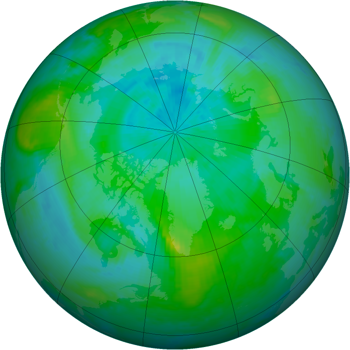 Arctic ozone map for 27 August 1999